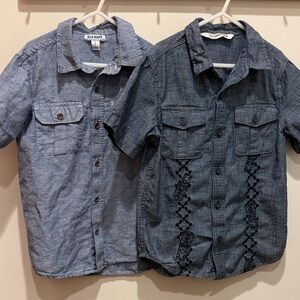 Old Navy Boys' Short Sleeve Chambray Button-Up Dress Hawaiian Shirts Size S 6/7